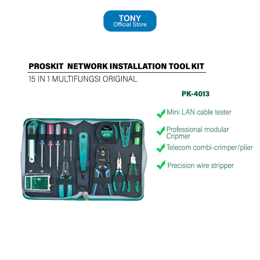 Tool Kit Jaringan PROSKIT PK-4013 - 15 In 1 Network Installation - PK-4013