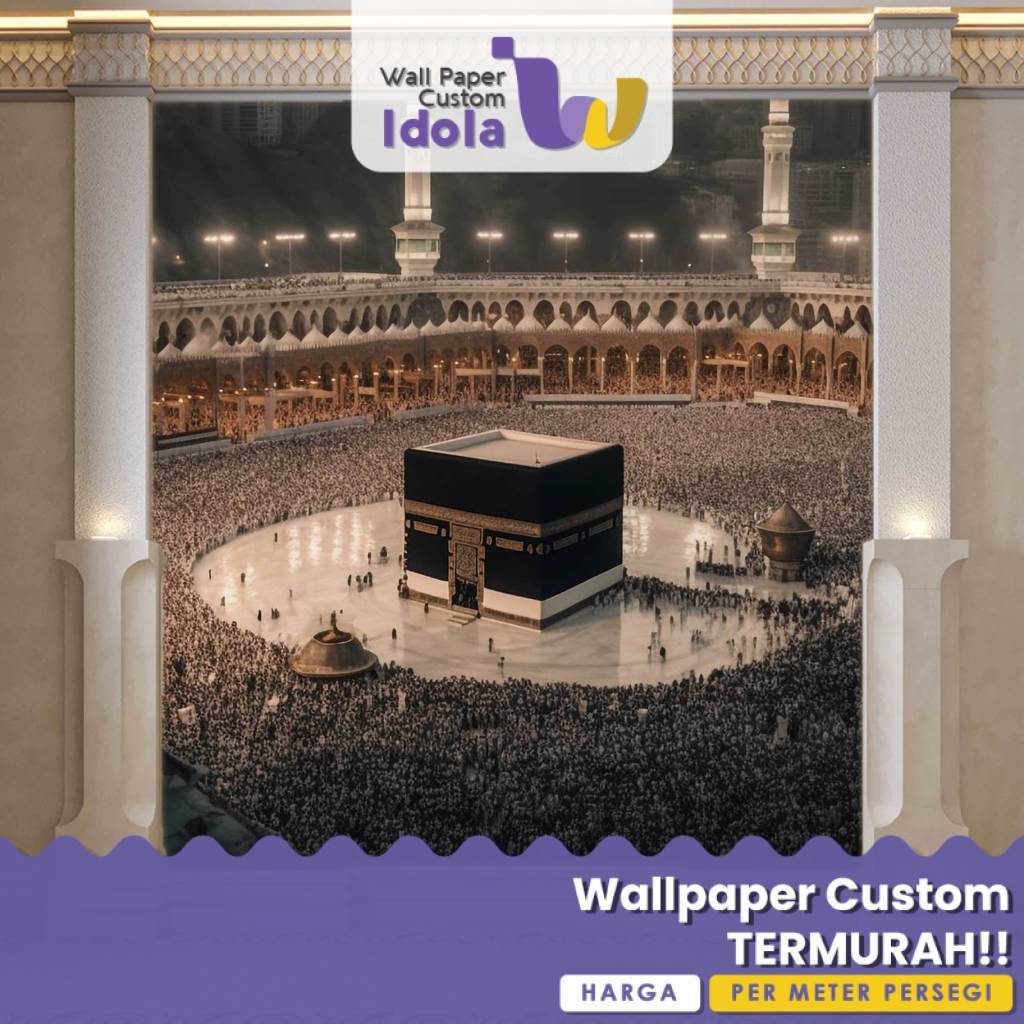 Wall Sticker Mushola Gambar Mihrab Ka'bah Motif Religi Premium