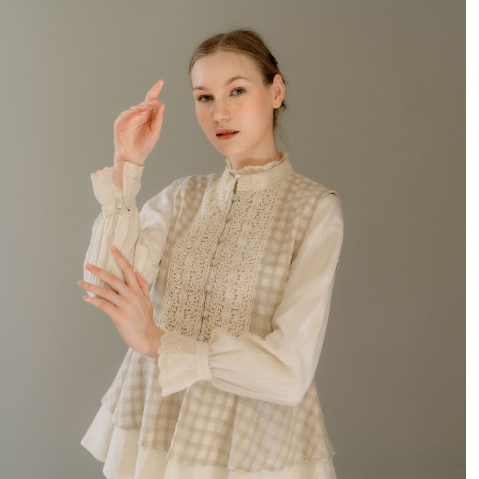 Sausan - Camili Vest  - Atasan Vest Wanita Outwear (Only) Linen Gingham Premium
