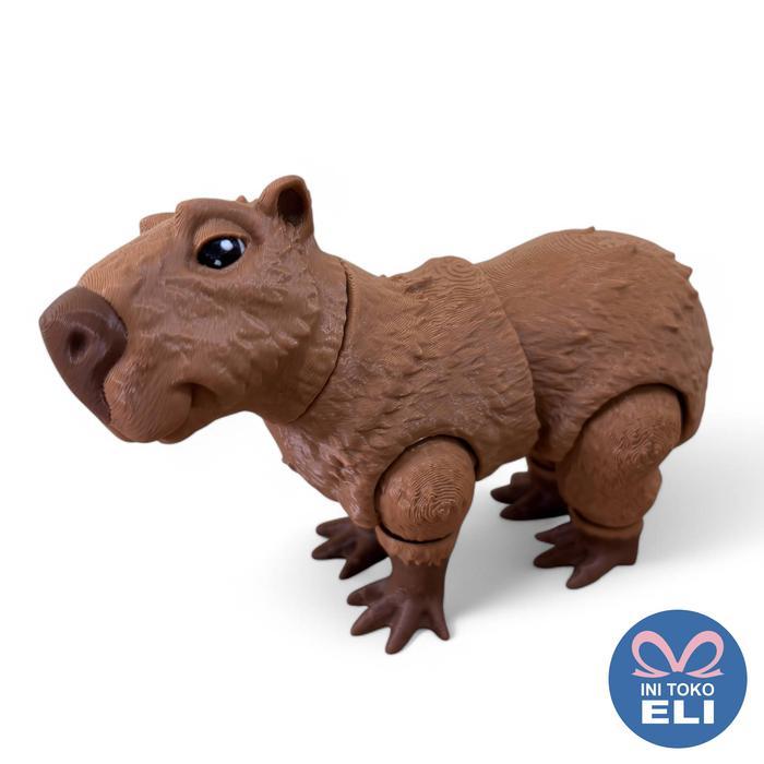 Figur Hewan Binatang Realistis Koleksi & Dekorasi Lucu Toy Capybara Bear Otter Racoon - Capybara