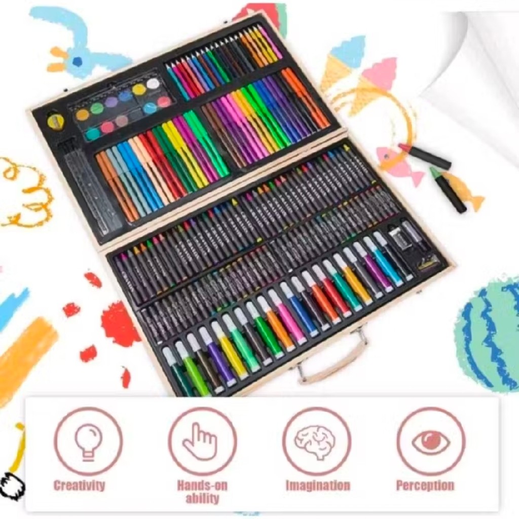 HOMYWARE ART FULL SET 180 PCS / KRAYON MENGGAMBAR MEWARNAI ANAK PENSIL WARNA PERLENGKAPAN