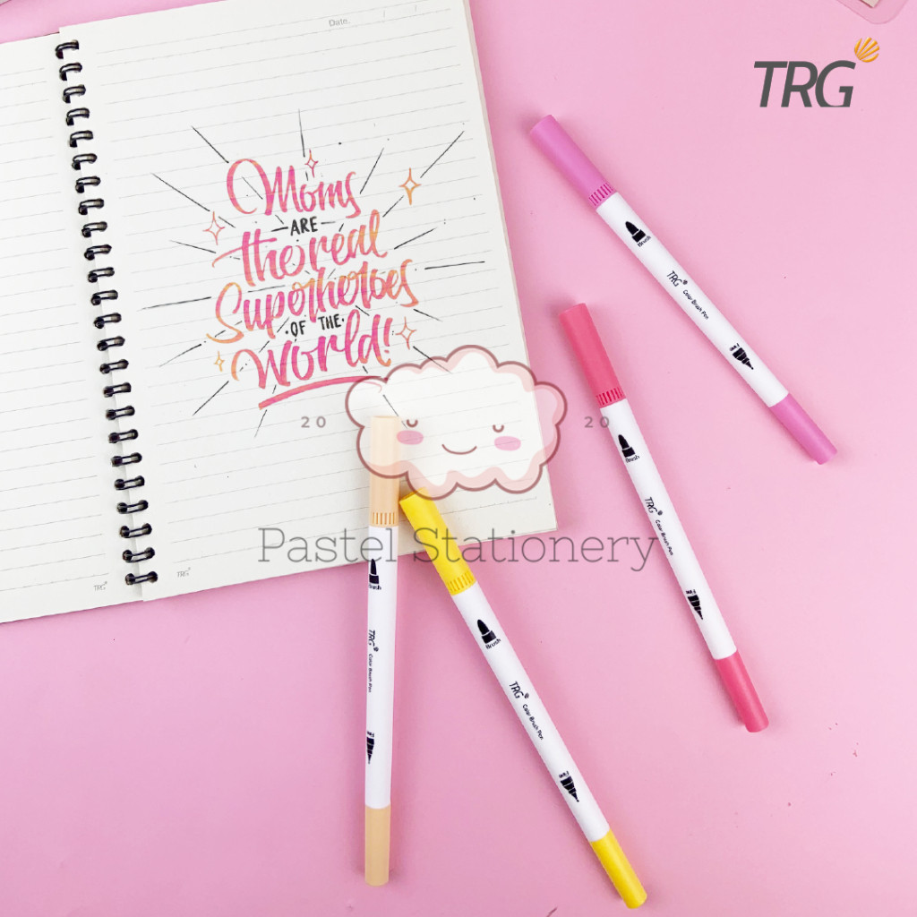 Promo Murah TRG Color Brush Pen Set Double Tip Pastel 12 Colors CBP-02 - Pulpen Pena Spidol Kuas War