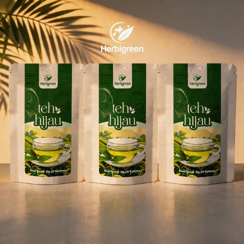 HERBIGREEN Teh Hijau Diet Herbal 20 Kantong Slimming Tea Detox Bantu Pencernaan Lebih Baik