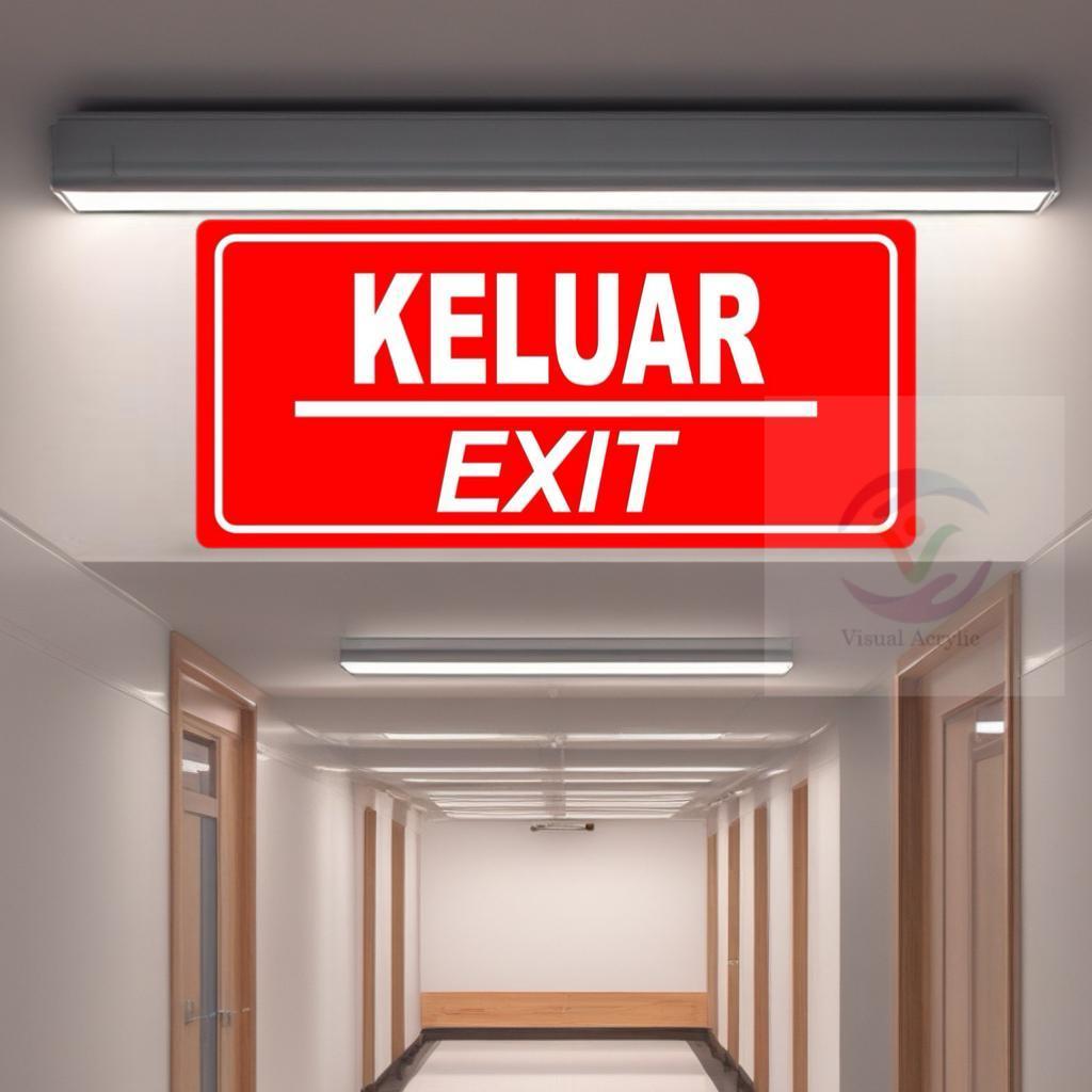 VA Sign Akrilik Tanda MASUK IN (hijau) and OUT(merah) reflektif