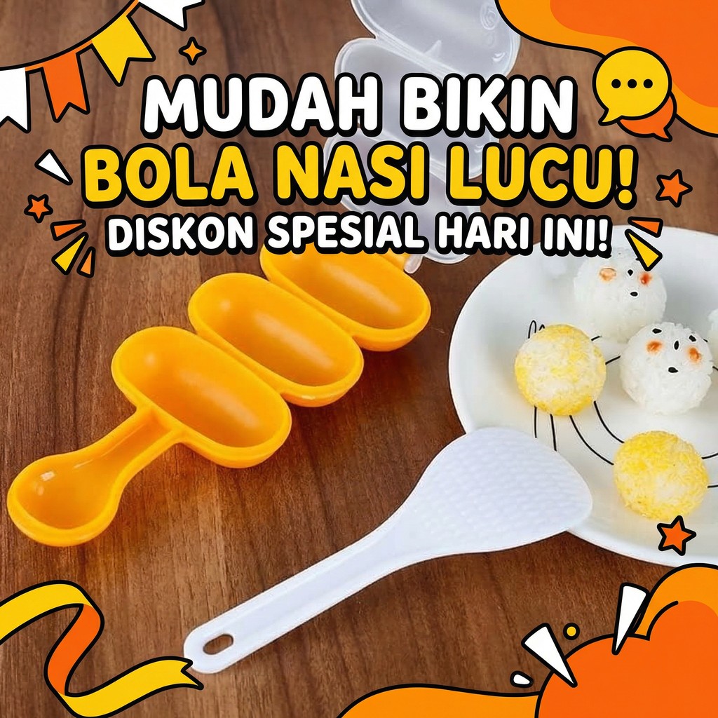 Cetakan Nasi Bola Bento Rice Ball Shaker Dengan Centong Anti Lengket Mold Maker Onigiri Sushi Maker 