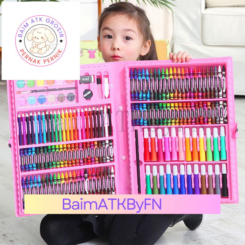 Set Krayon Anak 150pcs Perlengkapan Menggambar Krayon Pensil Warna Anak Crayon Alat Melukis Mewarnai