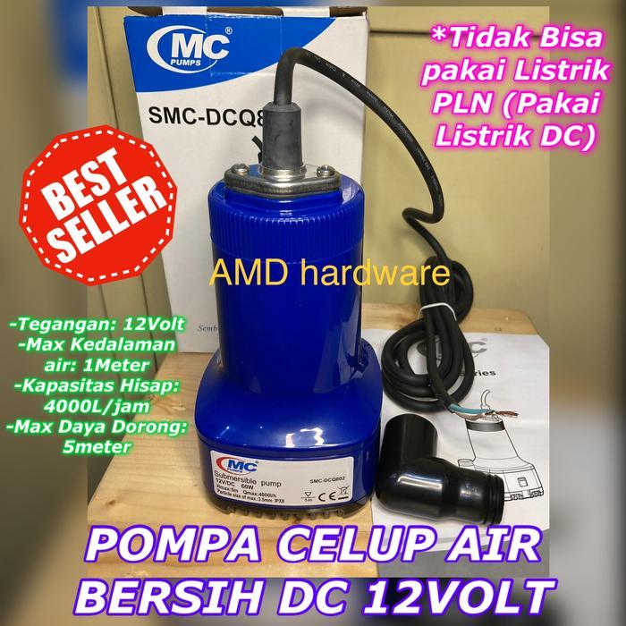 POMPA CELUP AIR BERSIH ASIN KOLAM DC 12V Aki/ACCU Submersible MC pump - MEREK MC PUMP