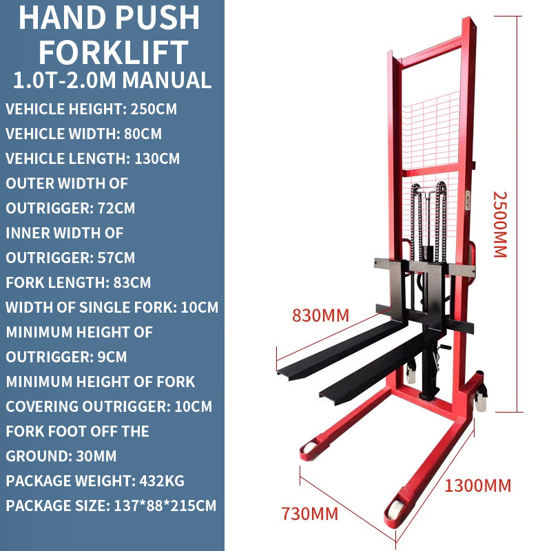 Electric forklift manual hydraulic hand push mobile lifting forklift Warehouse logistics handling fo