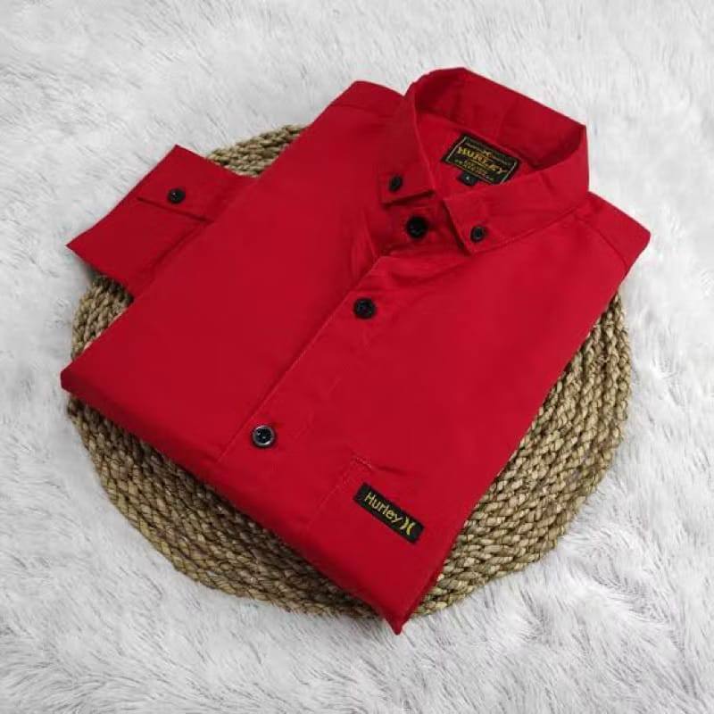 KEMEJA PRIA DEWASA MERAH POLOS PANJANG & PENDEK / KEMEJA 17 AGUSTUSAN / KEMEJA NATAL / KEMEJA IMLEK
