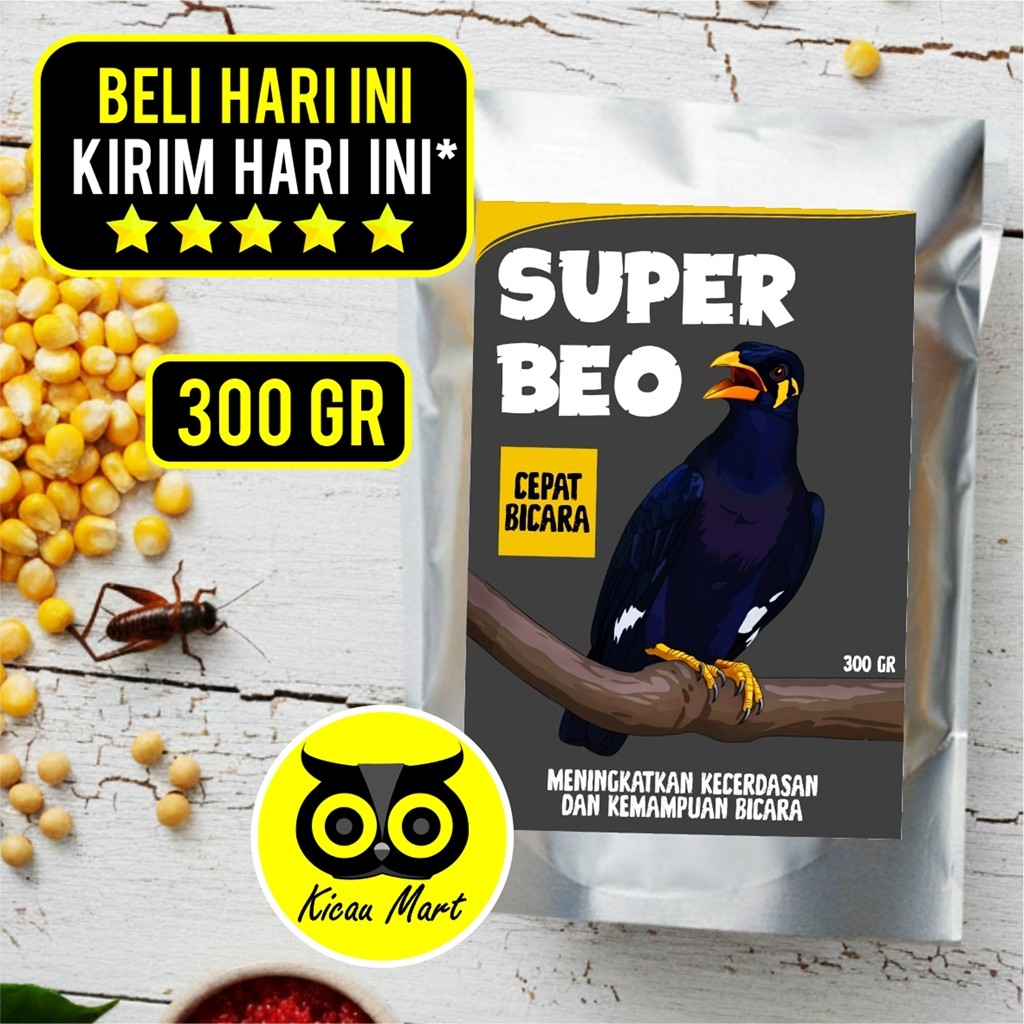 KICAU MART Pakan Super Beo Kristal Voer Pur Pakan Khusus Burung Beo Cepat Bicara Voor Pellet Makanan