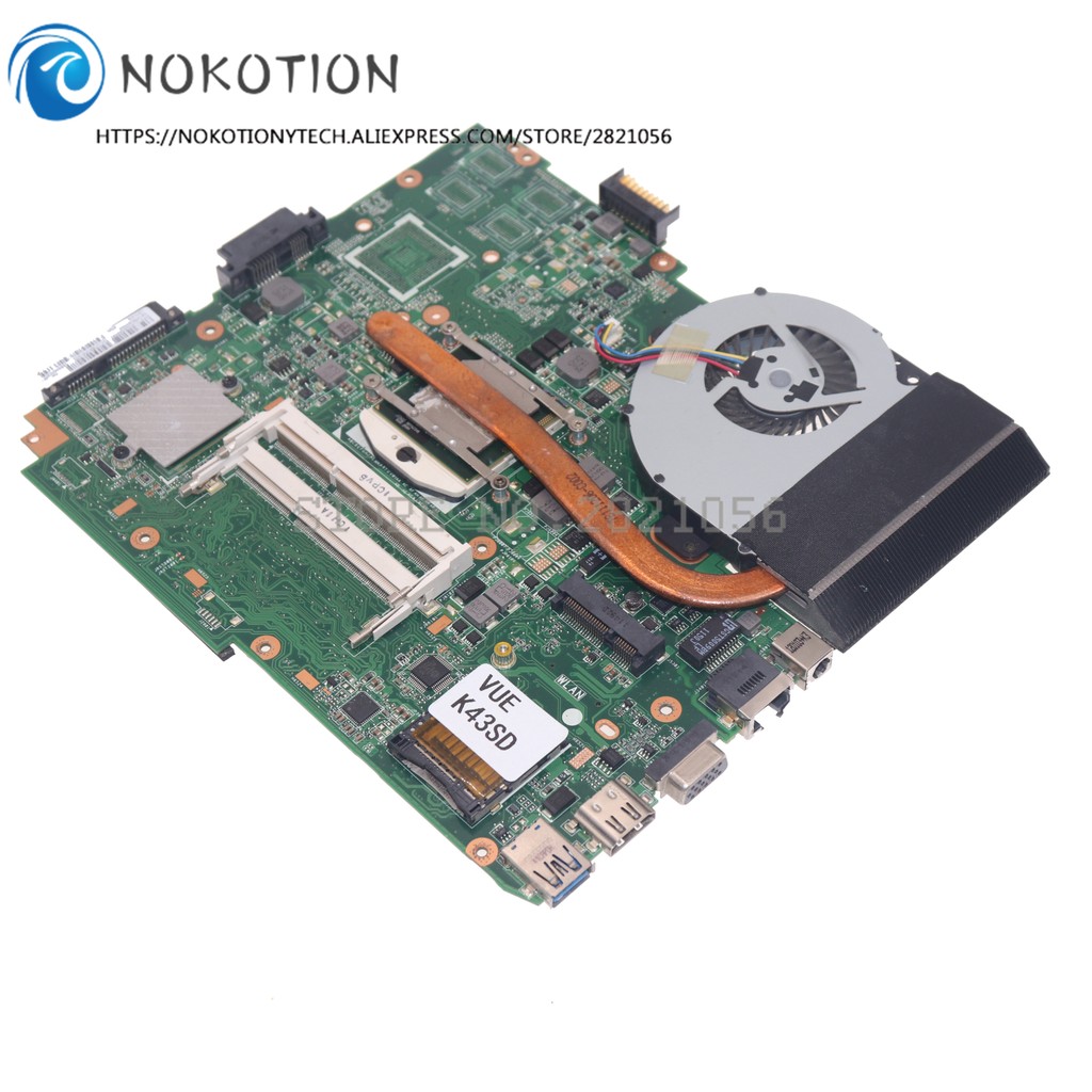 for ASUS A43E P43E K43E K43S K43 K43SD laptop motherboard mainboard with free heatsink CPU HM65 DDR3