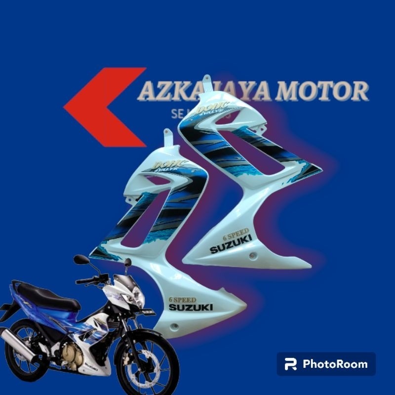 Baru sayap satria fu 2008-2012 putih plus striping Bahan tebal mirip ori