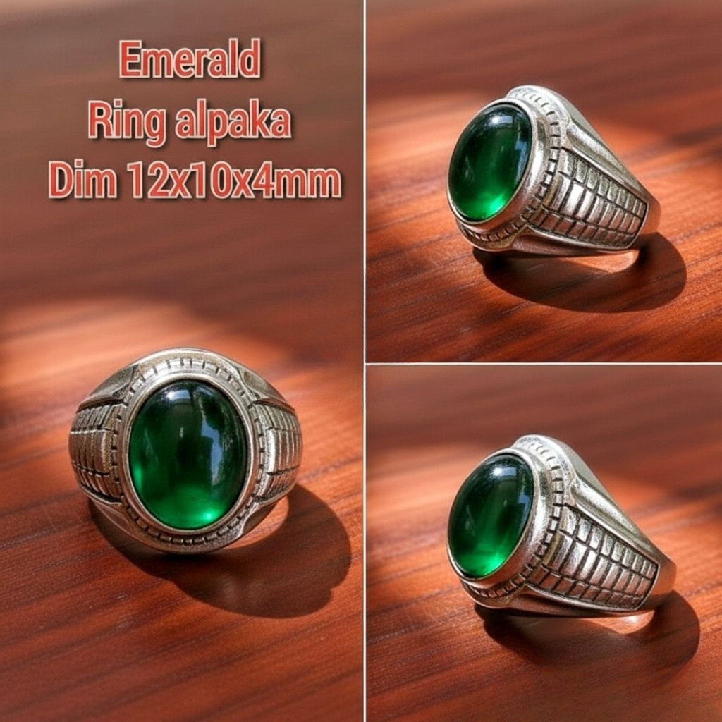 CINCIN BATU EMERALD GREEN RING ALPAKA CAKEP