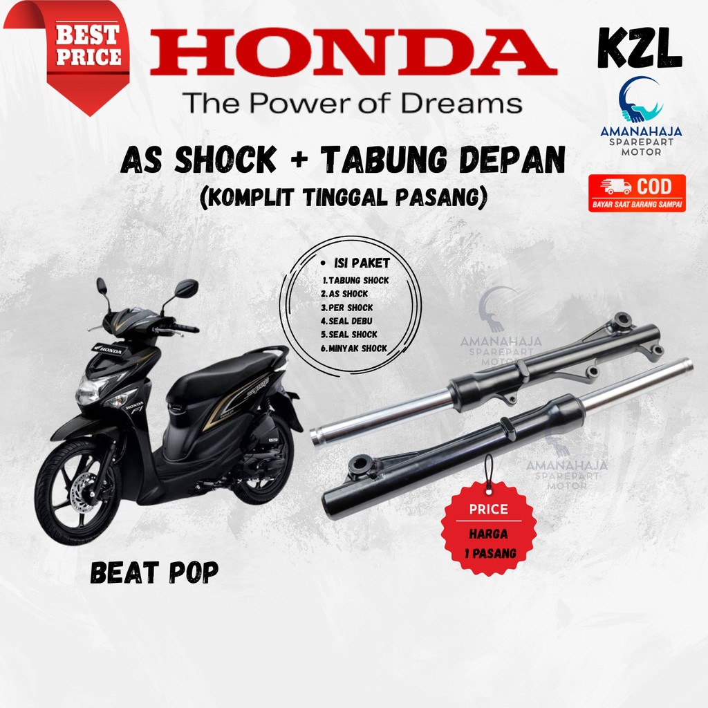 (GARANSI) ORI AS SHOCK DEPAN TIANG SHOCK + TABUNG BEAT POP (KZL) | SPAREPART ORIGINAL SUKU CADANG SE