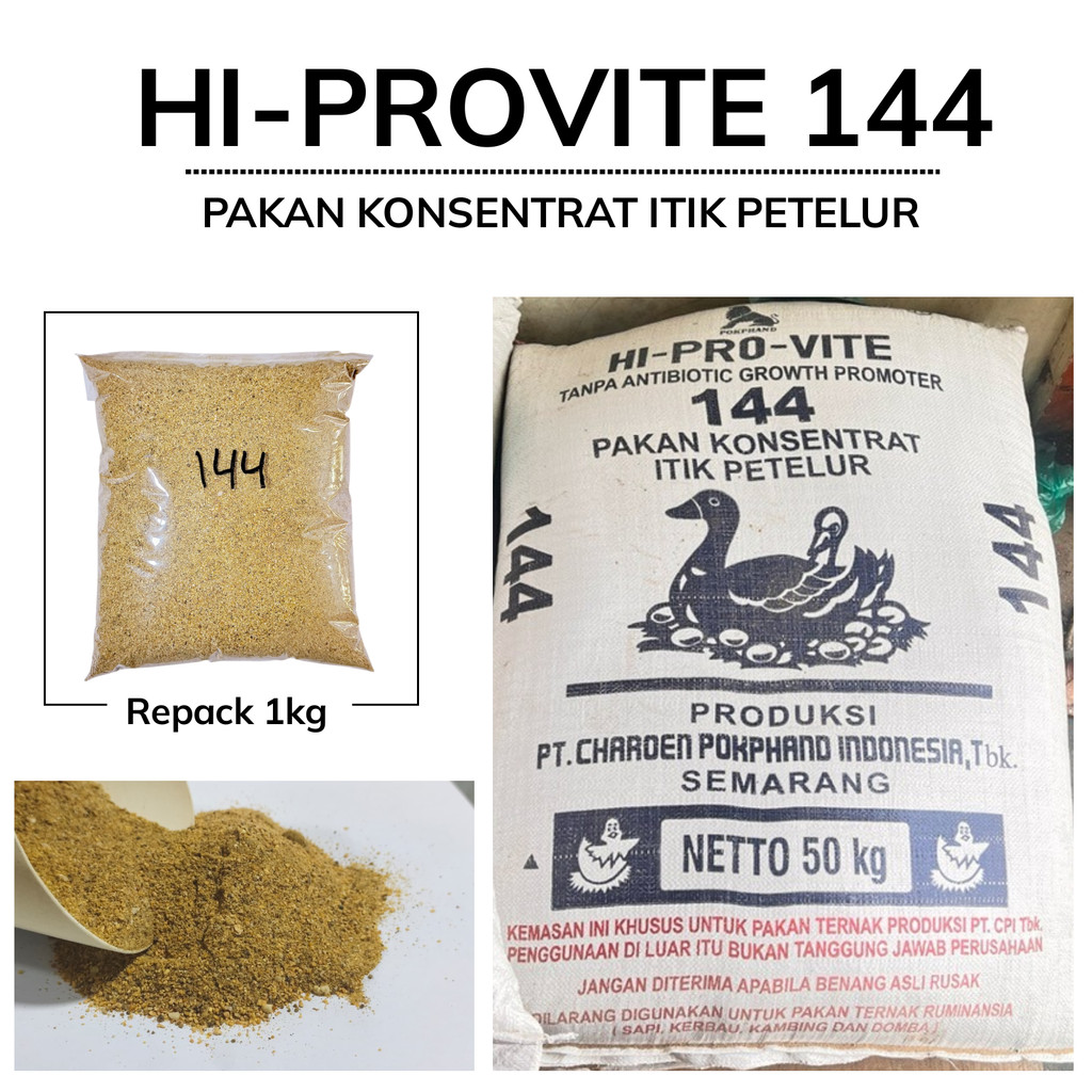 Pakan Hiprovite 144 Repack 1 kg Konsentrat Protein Produksi Itik Bebek Entok Petelur Unggas