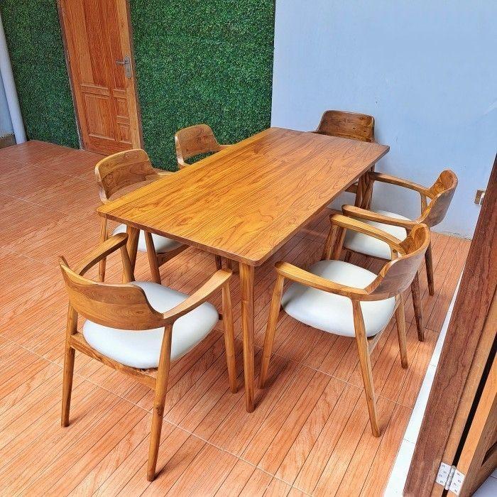 Meja makan set kursi makan minimalis kursi cafe minimalis modern jati