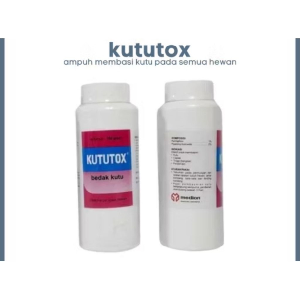 Kututox Bedak Gatal Kutu Jamur untuk kucing anjing sapi kelinci 100gr - ABH