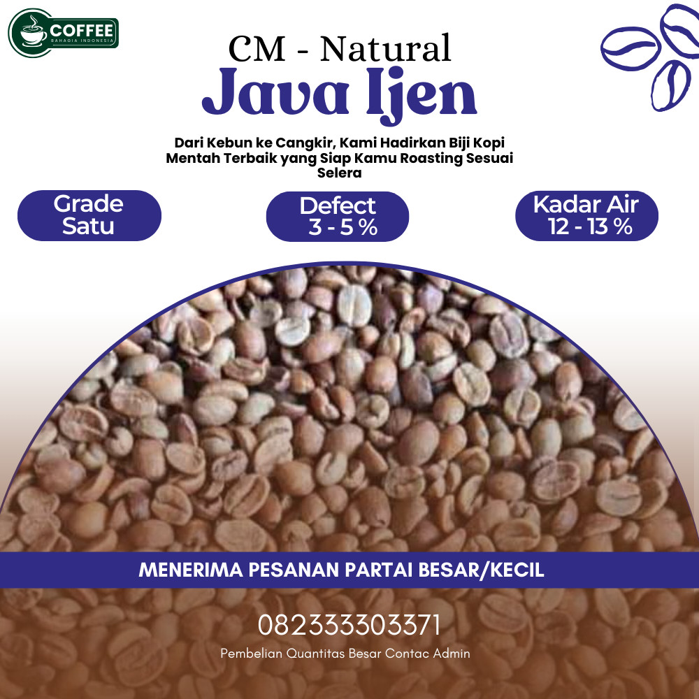 greenbean  biji kopi Arabika Java Ijen - CM Natural - 1kg
