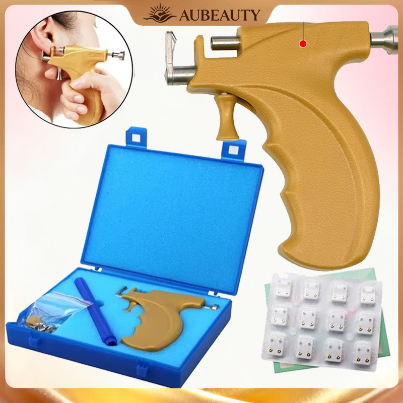 Aubeauty Kit Alat Tindik Profesional, Kit Tindik Steril, Kit Anting Tusuk Telinga, Set Mesin Tindik 