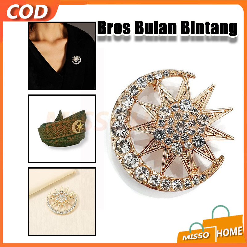 Bros Bulan Bintang Tanjak Bulan Sabit/Bros Dada Tanjak Bulan Sabit/Bros Pin