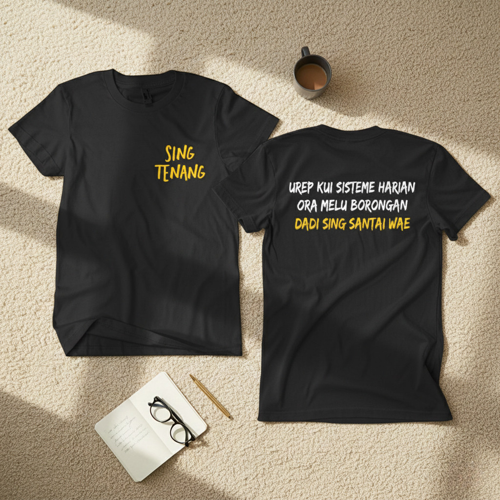 Paslack. T-Shirt KAOS KATA KATA UREP KUI SISTEM HARIAN ORA BORONGAN - KAOS DAKWAH SANTRI - KAOS KATA