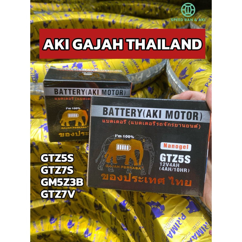 100% ORIGINAL & BARU AKI GAJAH ACCU THAILAND UKURAN TIPE GTZ5S GTZ7S GM5Z3B GTZ7V HARGA GROSIR AKI K