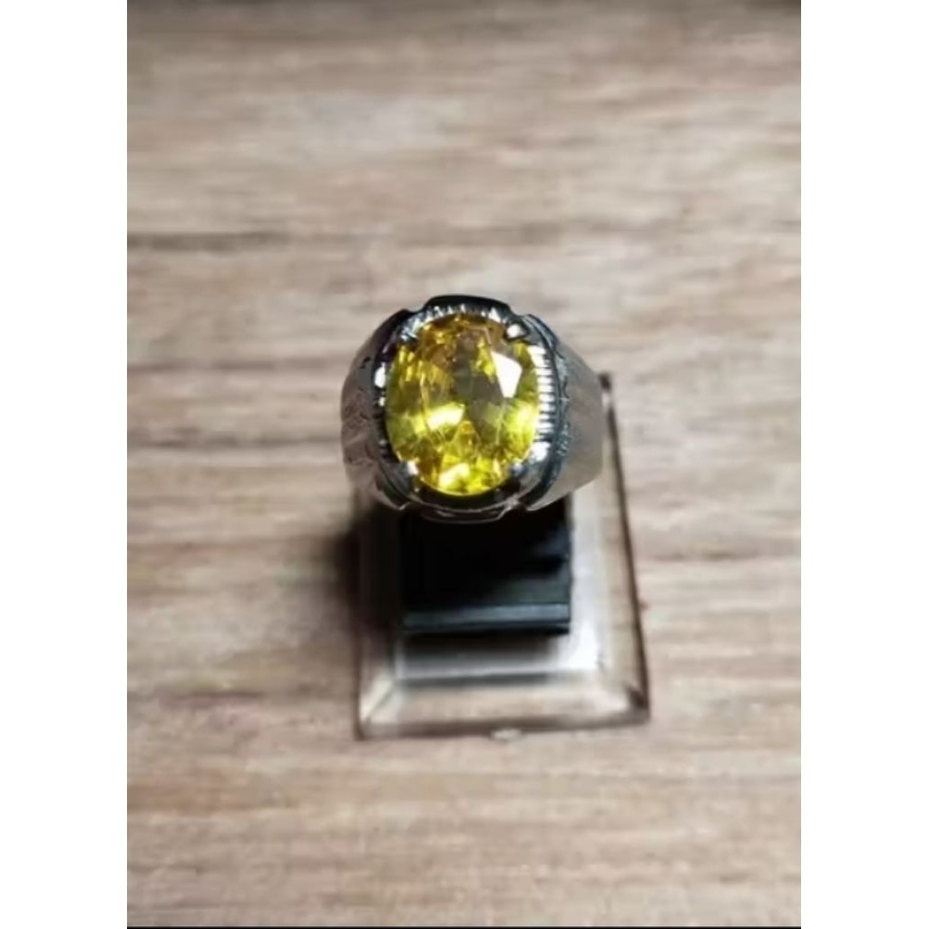 cincin permata yellow topaz ring monel doff