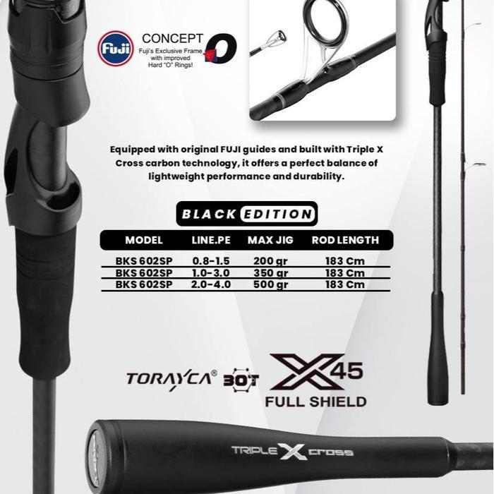 Promo Rod SPINNING BLOOD BLACKISH SLOW JIGGING SERIES SOLID CARBON - 602SP (PE.0.8-1.5) Terlaris