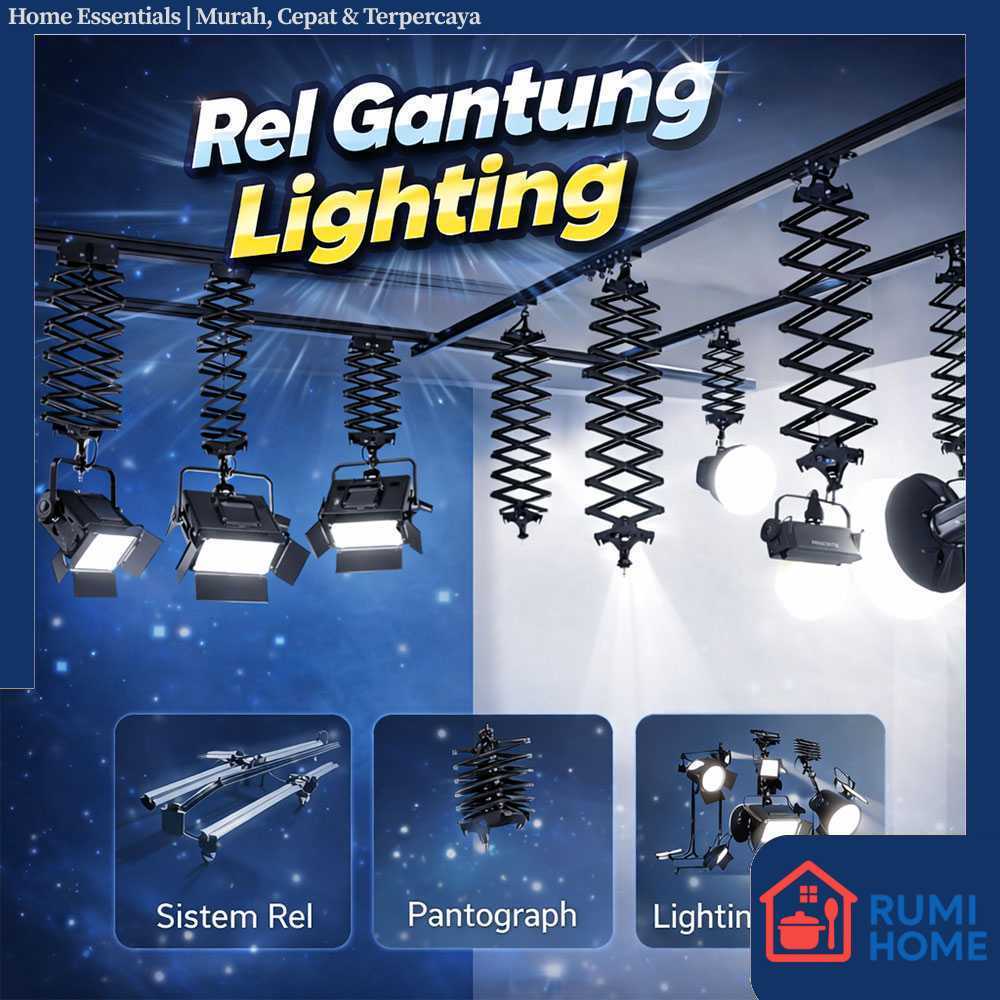 TaffSTUDIO Rel Gantung Lampu Studio Skytrack 4 Rel 4 Pantograf 3M - TS-443M
