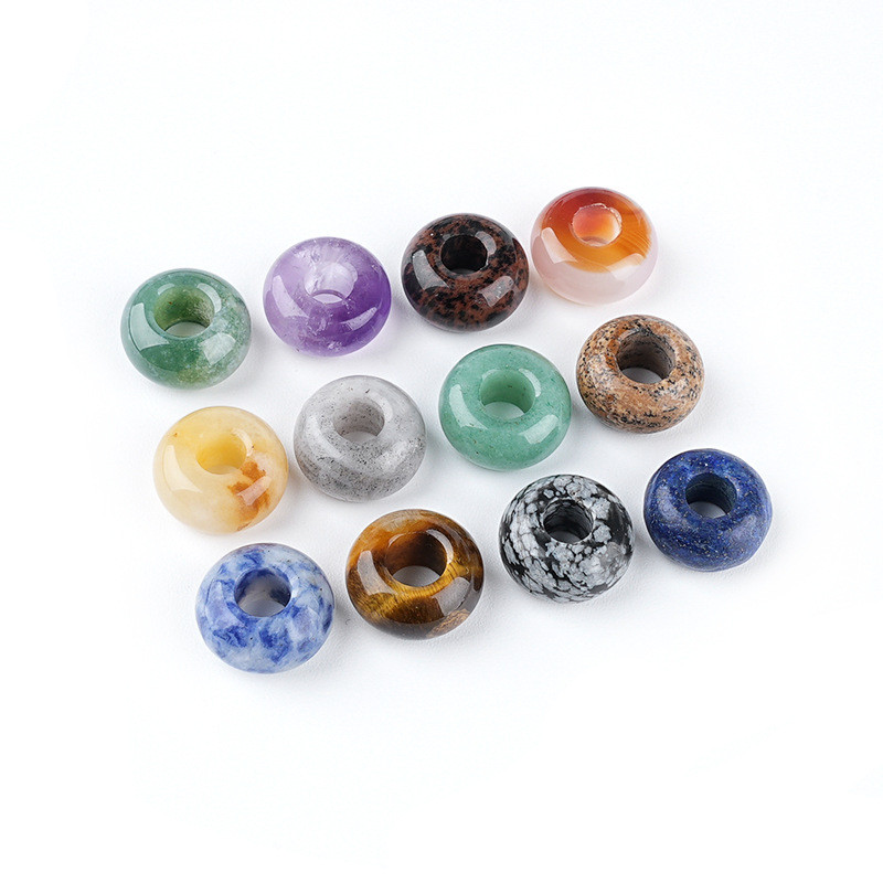 8 * 14Mm lubang besar, manik-manik sempoa kristal alami, manik-manik lepas batu akik, aksesori DIY g