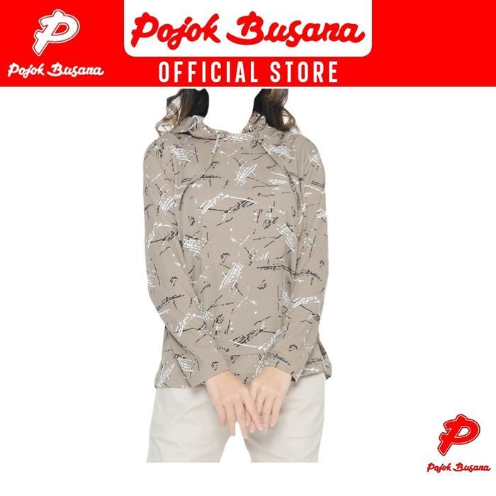 (Maison Femme) Pojok Busana Jacket Sweater Hoodie Wanita Graphic Design - Abu (Abstract), M