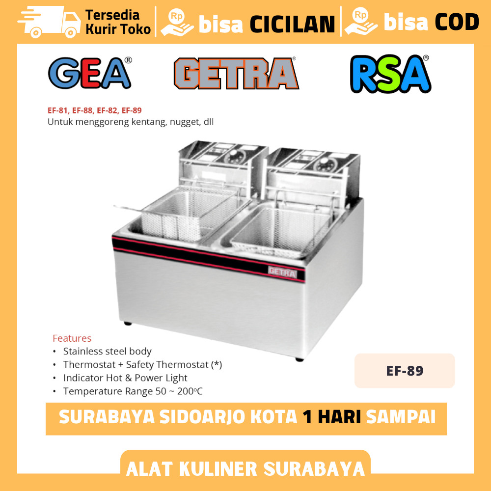 GETRA EF-89 DEEP FRYER LISTRIK 2 TANK PENGGORENGAN AYAM KENTANG