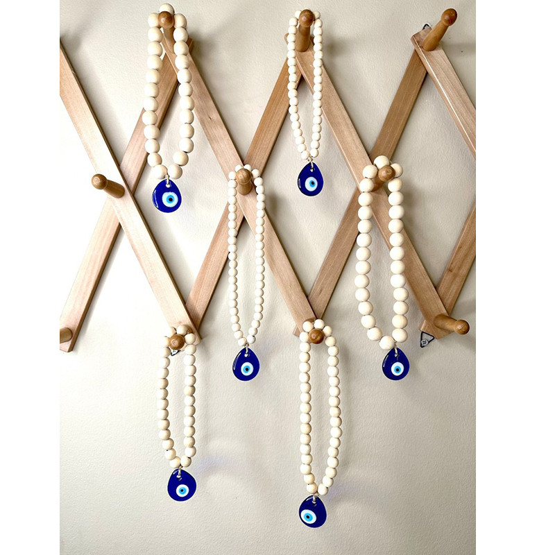 Evil Eye Wall Hanging Lucky Eye Glass Evil Eye Gifts Turkish Eye Nazar House Protection Wood Beads D