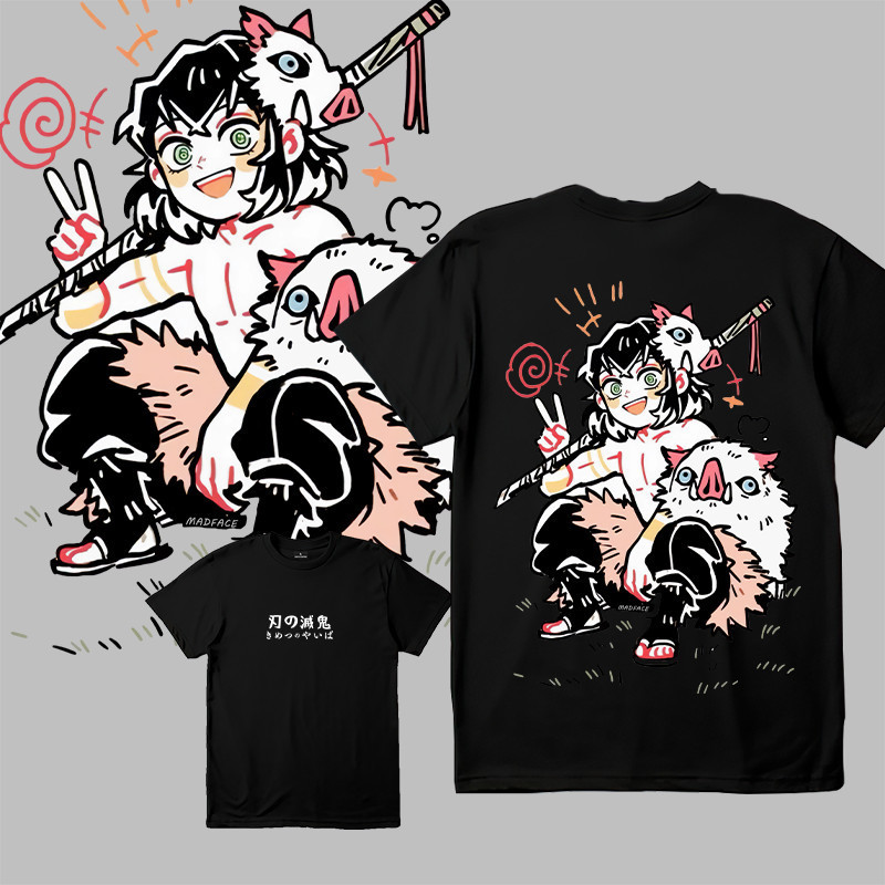 Demon Slayer：Kimetsu No Yaiba - Kaos Ilustrasi Komik - Katun - Kaos Anime