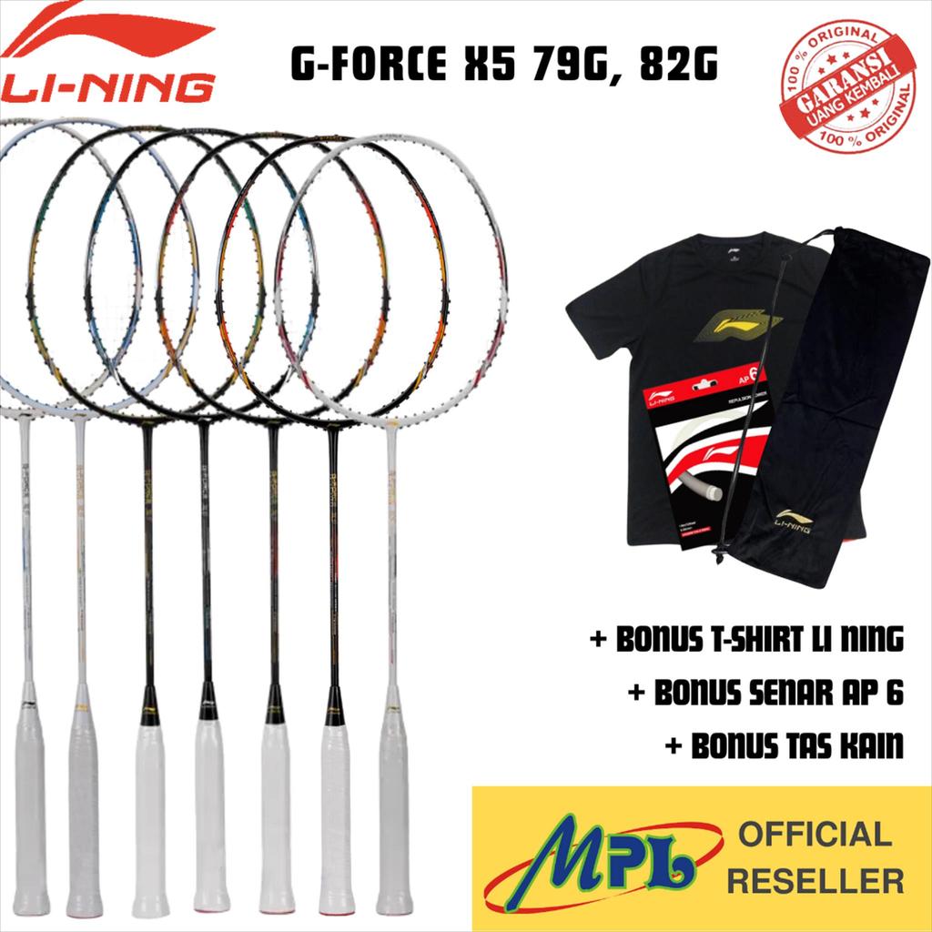 RACKET BADMINTON LINING G-FORCE X5 (82G)AYPT 087-1+AP-6+T-SHIRT+1 ZIP