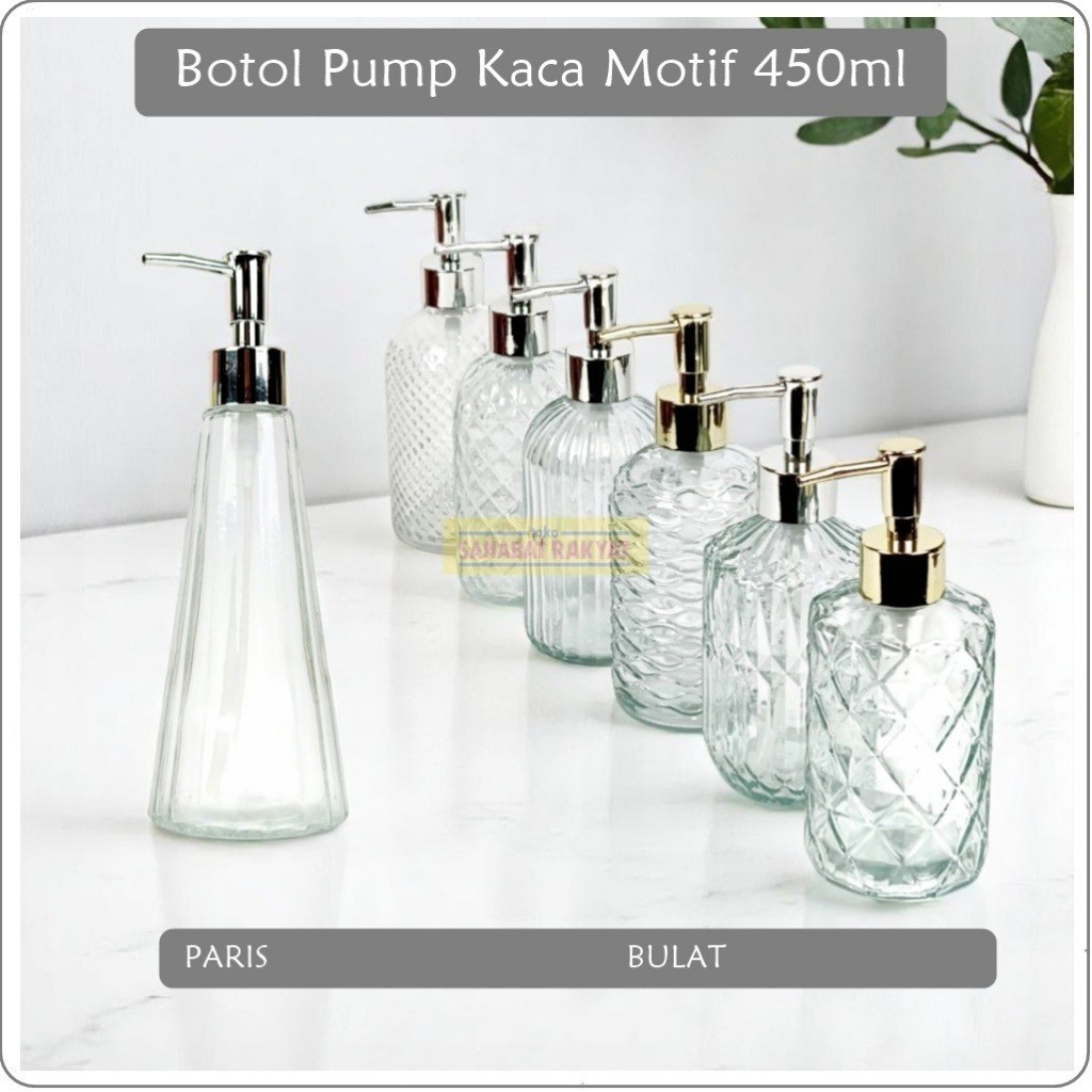Botol Pump Botol Sabun Cair Pump Kaca 450ml