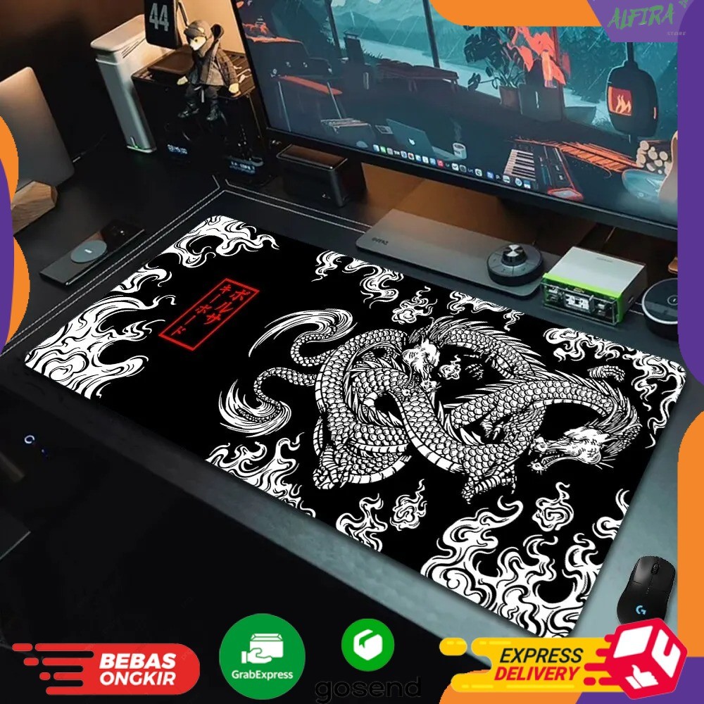 Maruige Mousepad Gaming Japanese Dragon Desk Mat Mouse Pad Anti Slip 700x300x2mm - M34