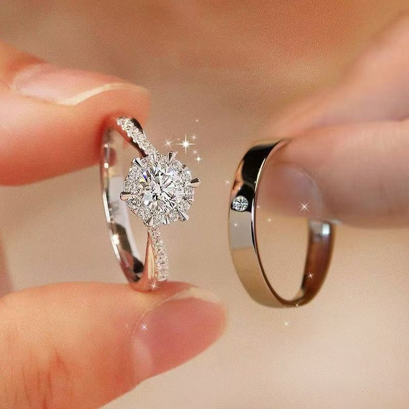 Wedding ring A couple Simulated Moissanite Wedding Ring Engagement