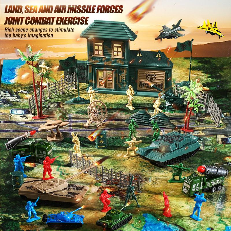 Army Men Military Fighter Solers Model Toy Set Special Force Figures Simulation Tank Military Equipm