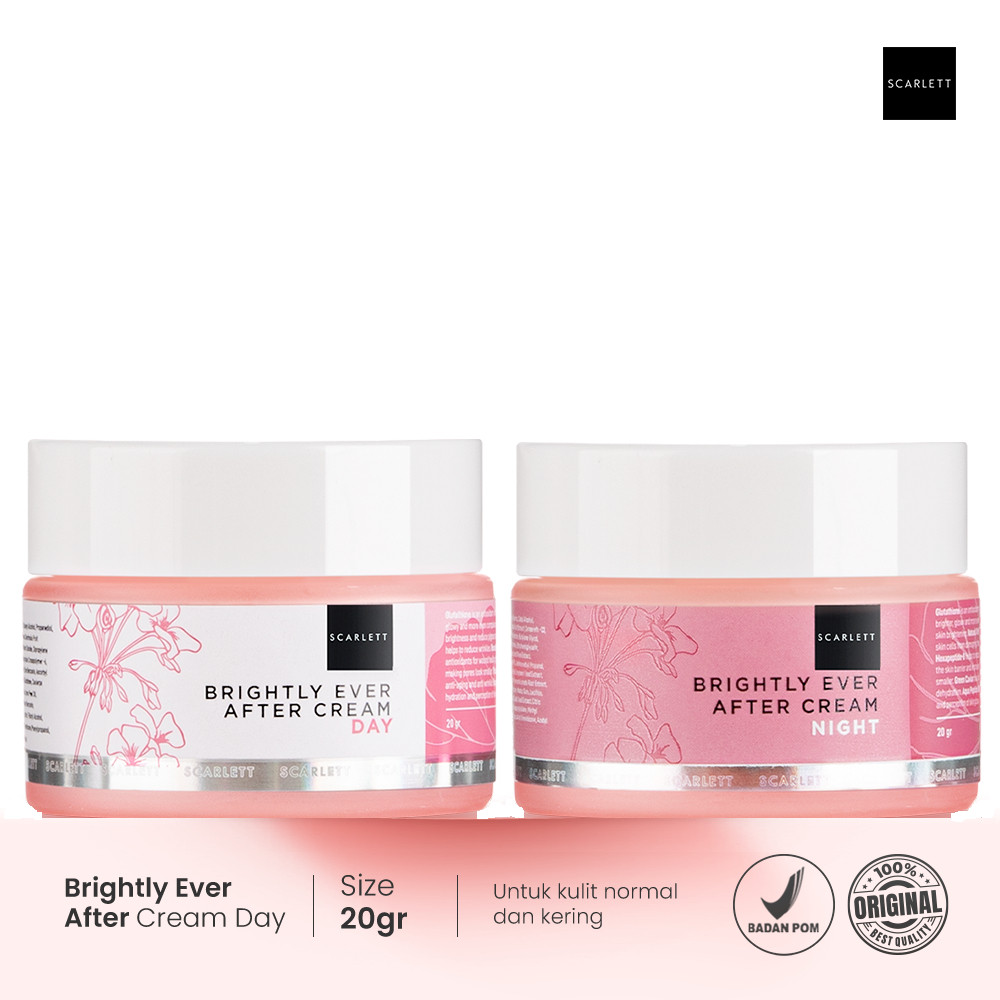 SCARLETT Brightly Ever After Cream Day / Night 20g - Pelembab Untuk Wajah Halus dan Cerah