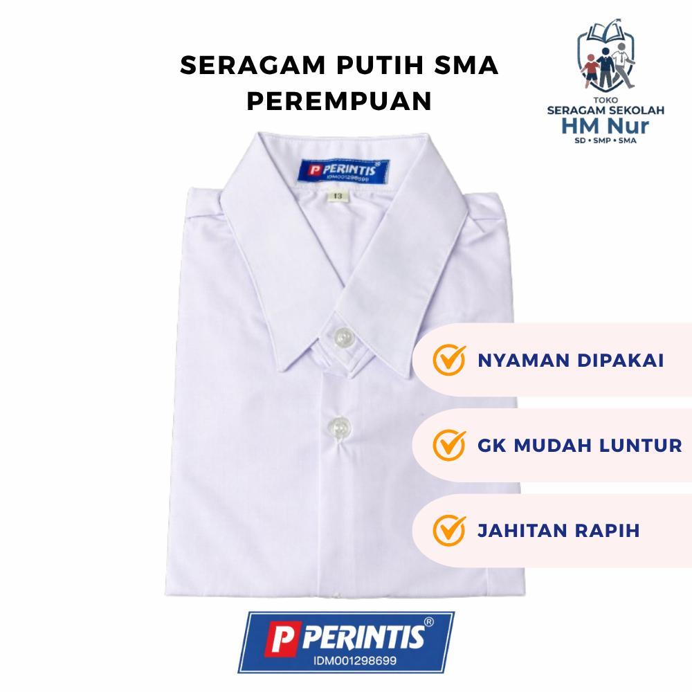 Seragam Putih SMA Lengan Panjang Permpuan - Atasan Seragam Kemeja Putih Lengan Panjang SMA
