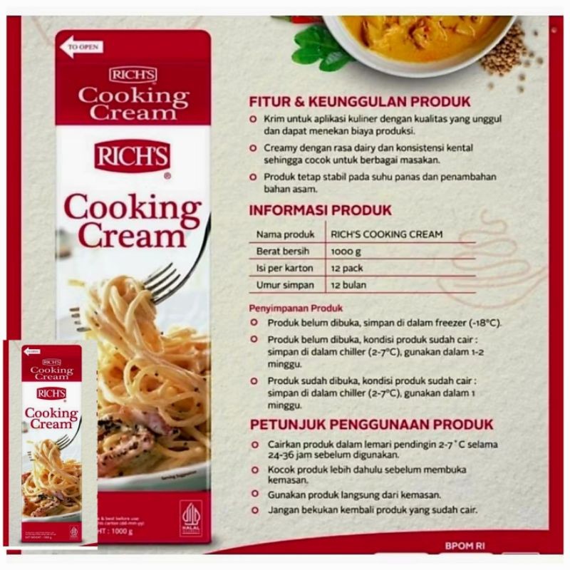 Rich Cooking Cream 1 Liter - Cream Serbaguna Untuk Memasak