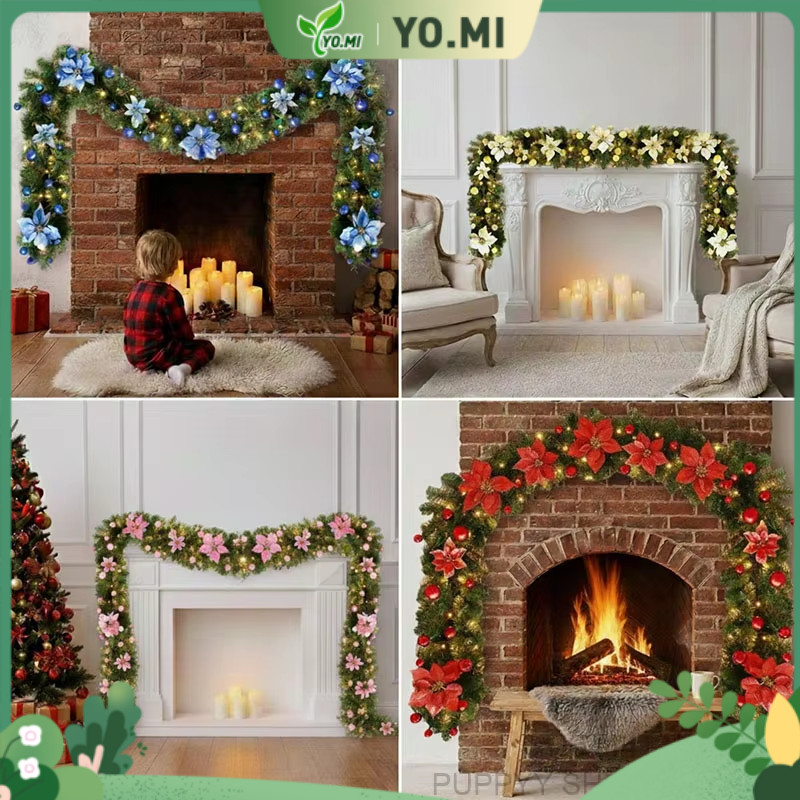 Yo.mi Lampu Natal Rotan Berbentuk Ranting Buatan yang Bercahaya untuk Dekorasi Gerbang, Tangga, dan 