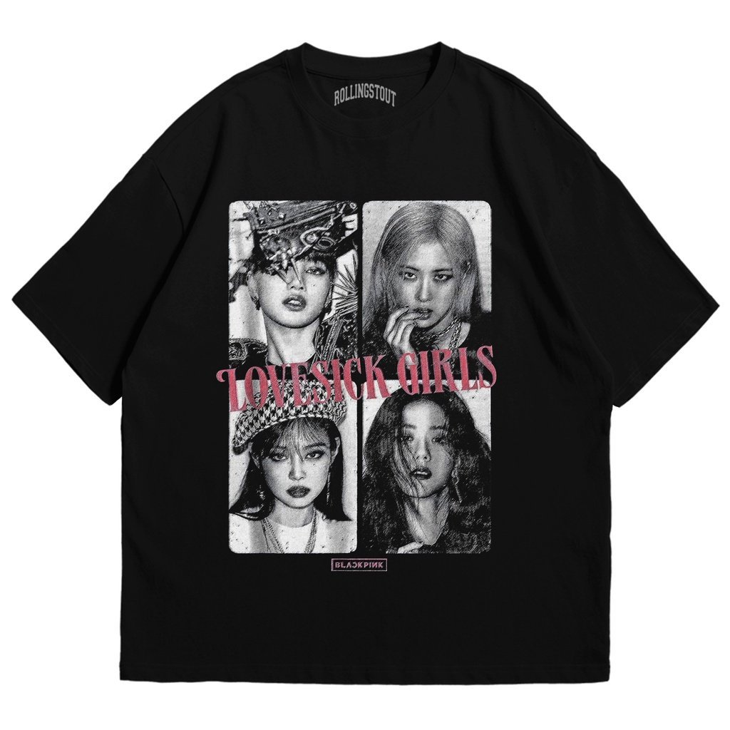 Kaos Unisex Rollingstout - T-shirt Blackpink Lovesick Girl - Musik Band - Original - COD