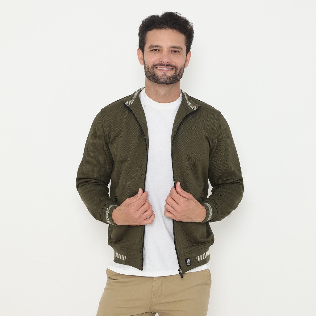 d&f Jaket Biker pria - olive