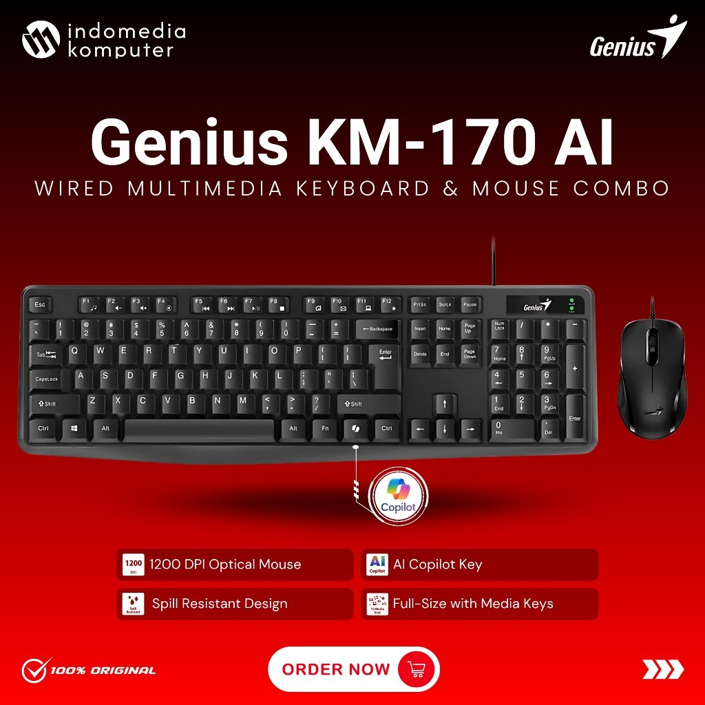 KEYBOARD MOUSE GENIUS KM-170  AI USB KEYBOARD MOUSE GENIUS KM-170  AI USB KEYBOARD MOUSE GENIUS KM-1