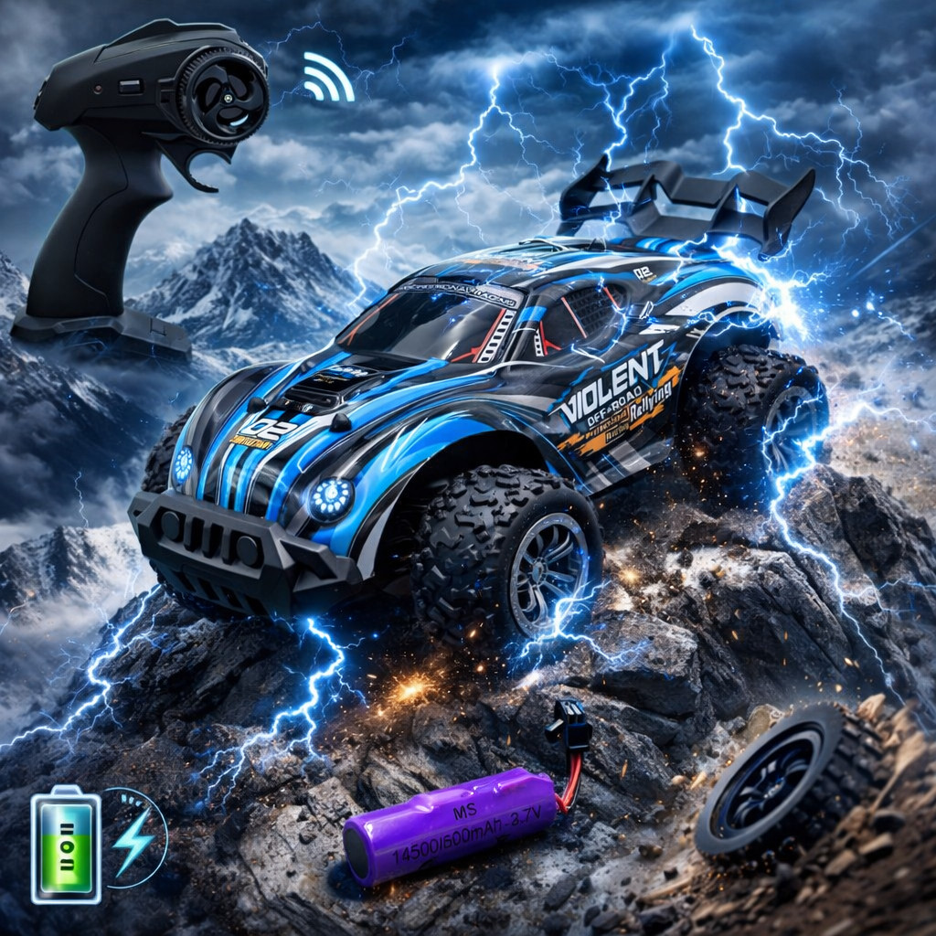 Mobil RC Offroad 1:18 - Jeep Remote Control Ban Besar, Rechargeable USB