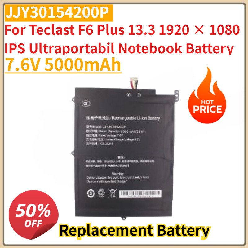 New 7.6V 5000mAh Laptop Battery JJY30154200P for Teclast F6 Plus 13.3 1920 × 1080 IPS Ultraportabil 