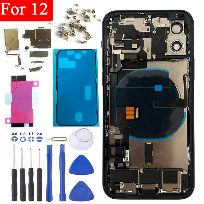 A+++ sassembled Middle Frame Housing Back Cover For iPhone 12 Back Housing With NFC Wireless Chargin