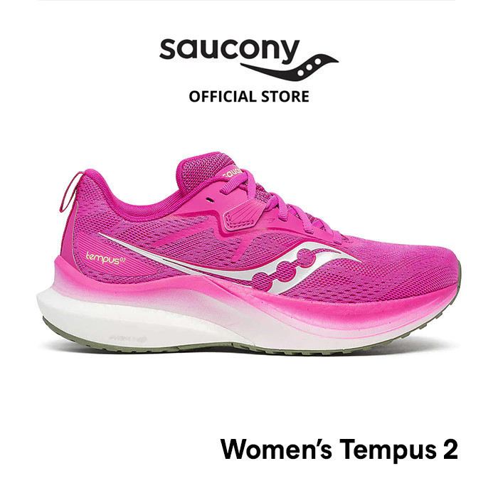 Sepatu Lari Wanita SAUCONY Shoes Tempus 2 Women, Medium - Fuchsia / Olivine